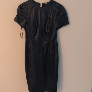 Calvin Klein Black Faux Leather Mini Dress